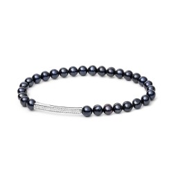 Bratara perle naturale negre si argint cu cristale zirconiu DiAmanti SK19222B_B-G (Argint 925‰ 1,1 g.)